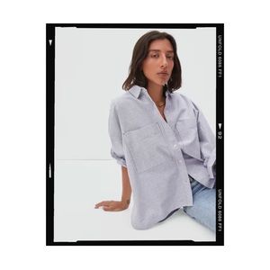 Everlane Boxy Oxford in Black/White